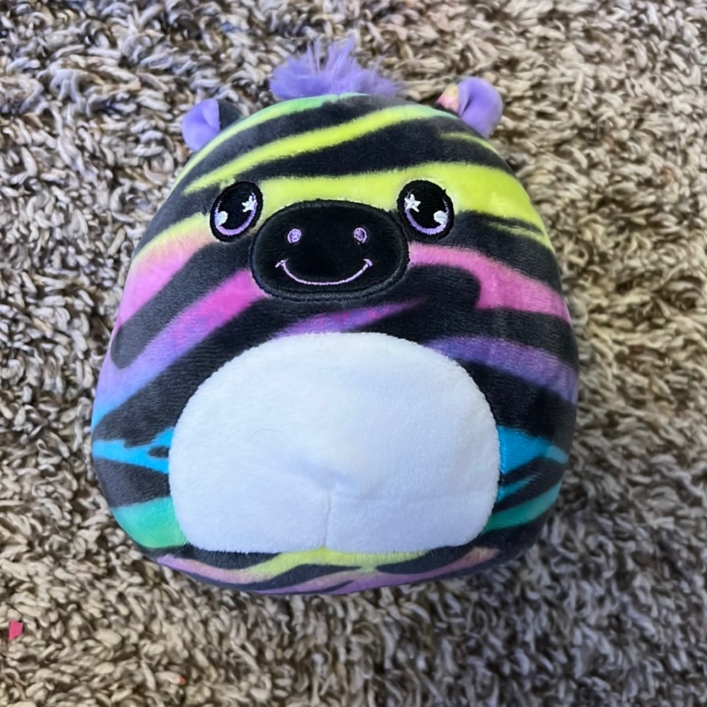 NEW Squishmallow rainbow stripe zebra